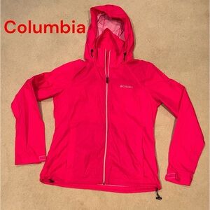 Columbia Sportswear Hooded RainJacket Hot Pink Full Zip L